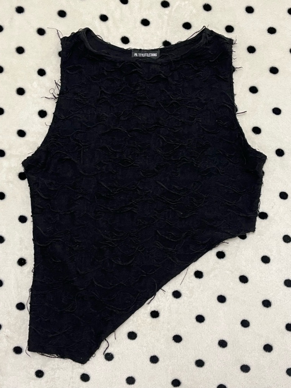 PrettyLittleThing Distressed Asymmetrical Crop Top Size 6
